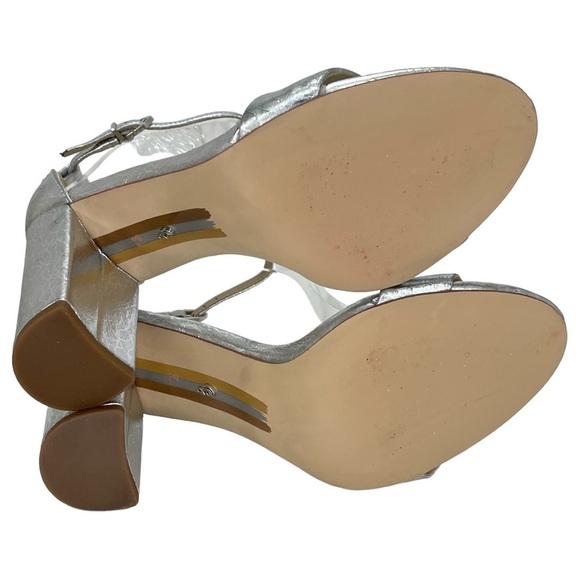 Sam Edelman Womens Yaro Block Heels Silver Metallic Size 8.5M - Picture 14 of 15